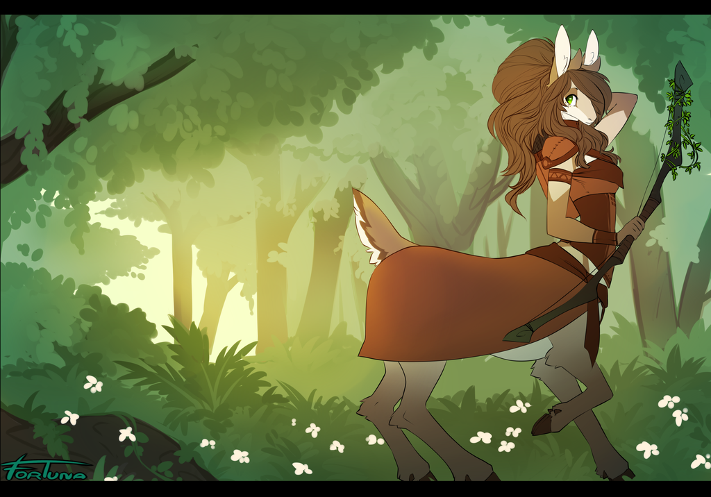 In the green forest - Furry, Art, Centaur, Forest, Fortuna