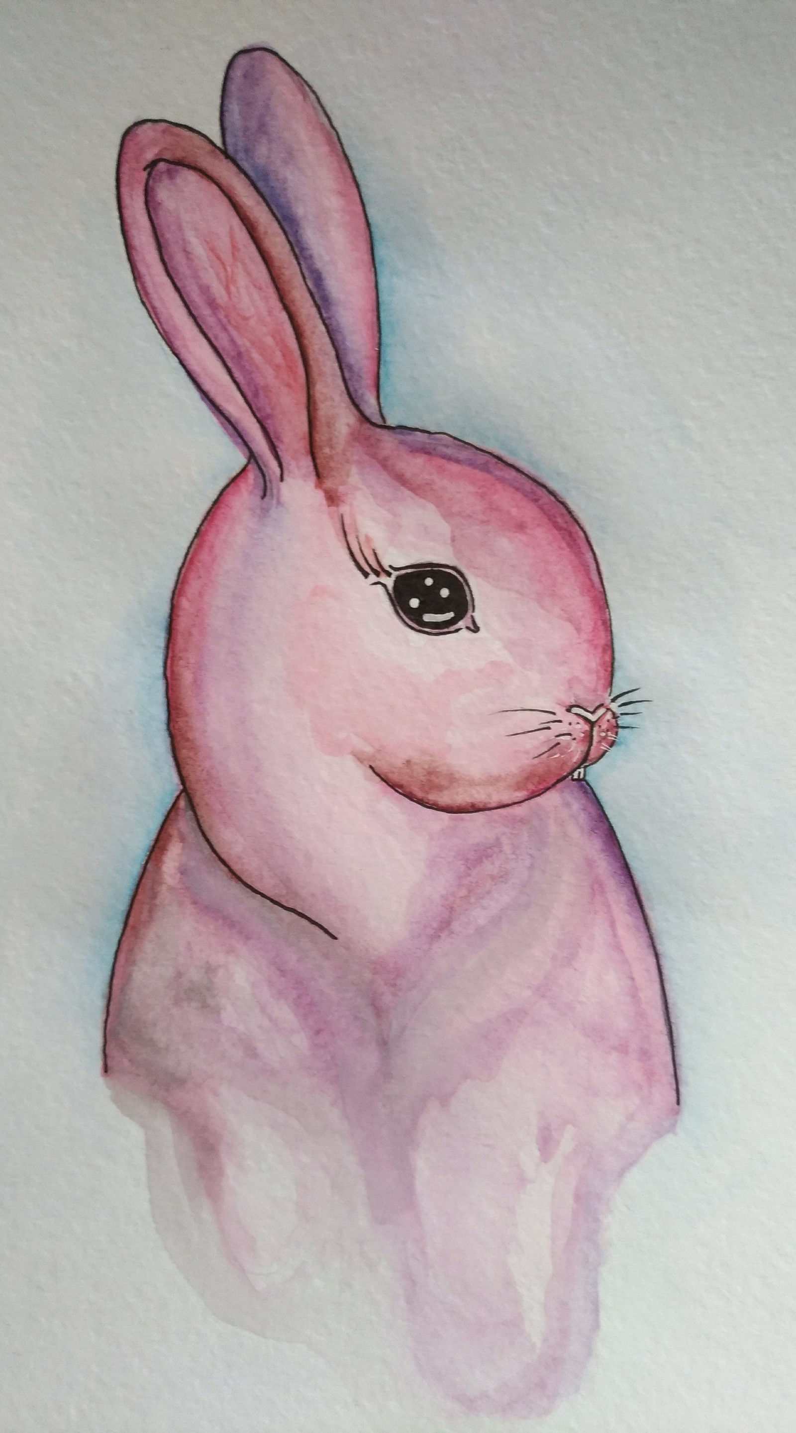 For criticism and advice. - My, Rabbit, Watercolor, Learning to draw, , Критика, Longpost