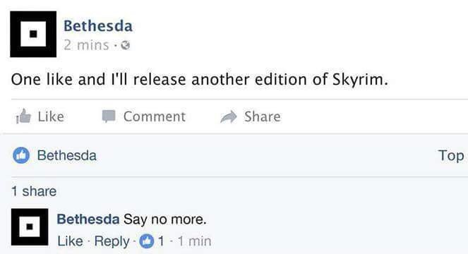 Skyrim - Skyrim, Bethesda, Facebook, The Elder Scrolls V: Skyrim