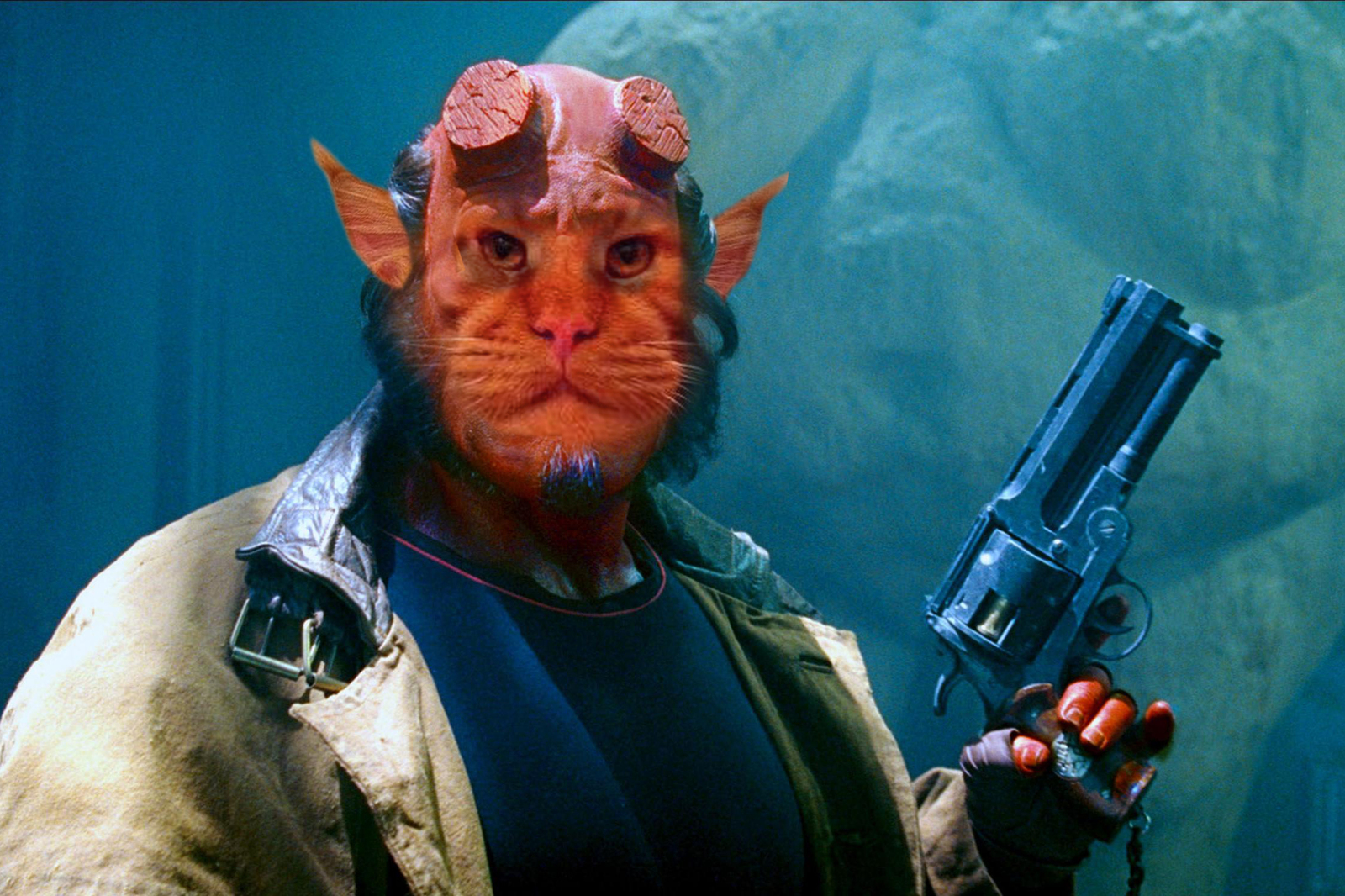 HellCat - , Hellboy, Photoshop, cat, Not mine, Ron Perlman