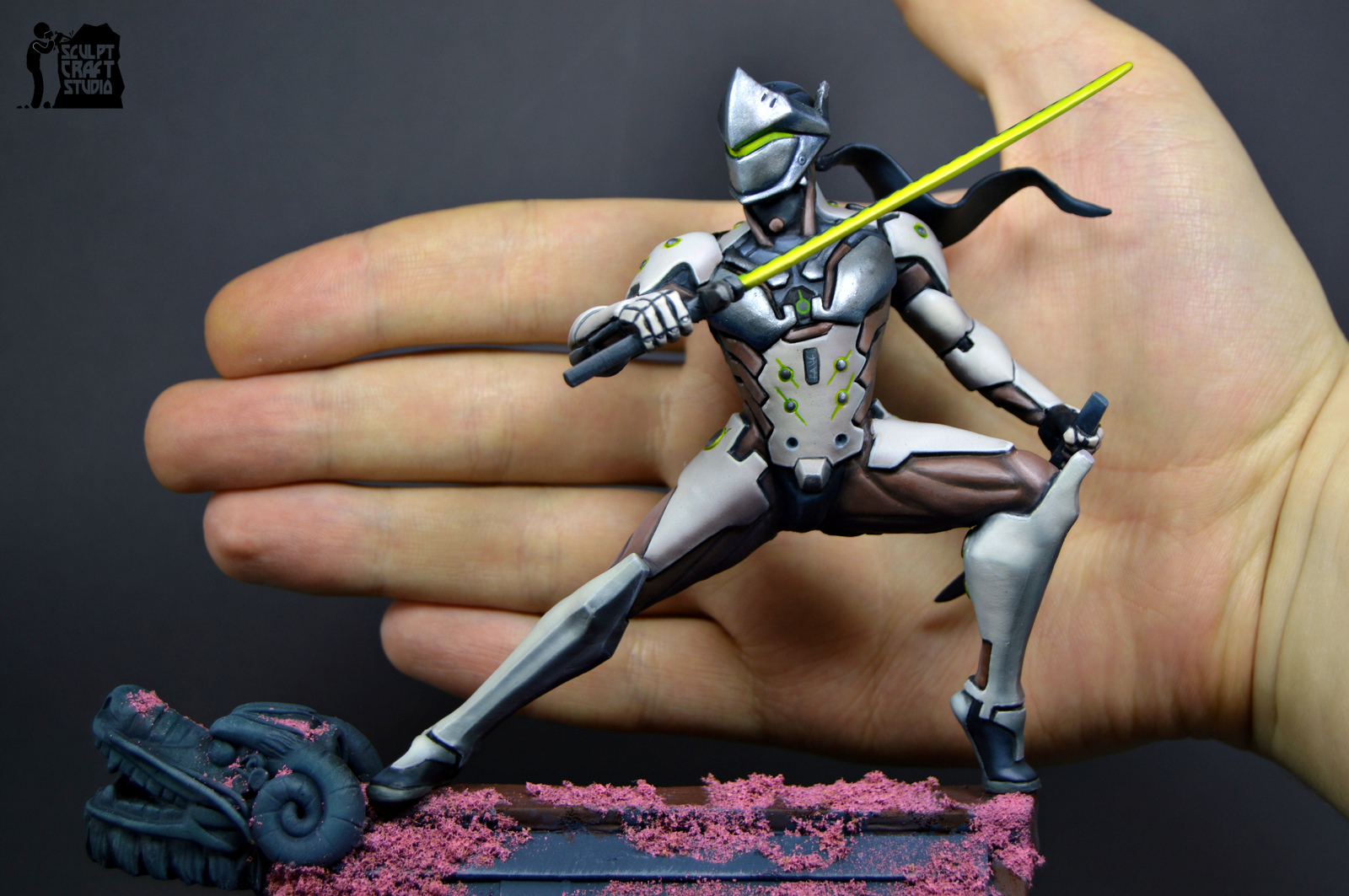 Genji figurine. (part two, painting) - My, Longpost, Overwatch, , Blizzard, Creation, Hobby, Handmade, Polymer clay