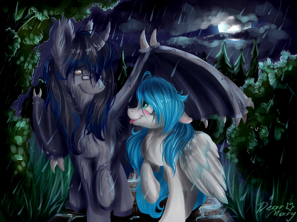 Под дождём - My Little Pony, Original Character, PonyArt, Batpony, Dearmary