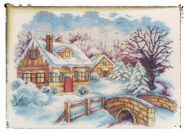 Cross stitch, winter fairy tale - My, Cross-stitch, , Embroidery, House