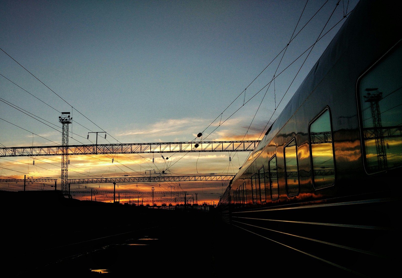 Sunsets and sunrises next to the trains - My, The photo, Russian Railways, dawn, Sunset, Longpost