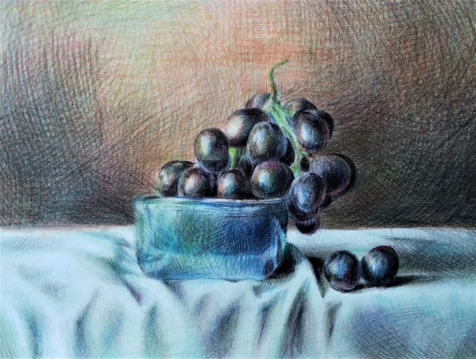 Grape - My, Grape, Фрукты, Drawing, Still life, Colour pencils, Art, Graphics