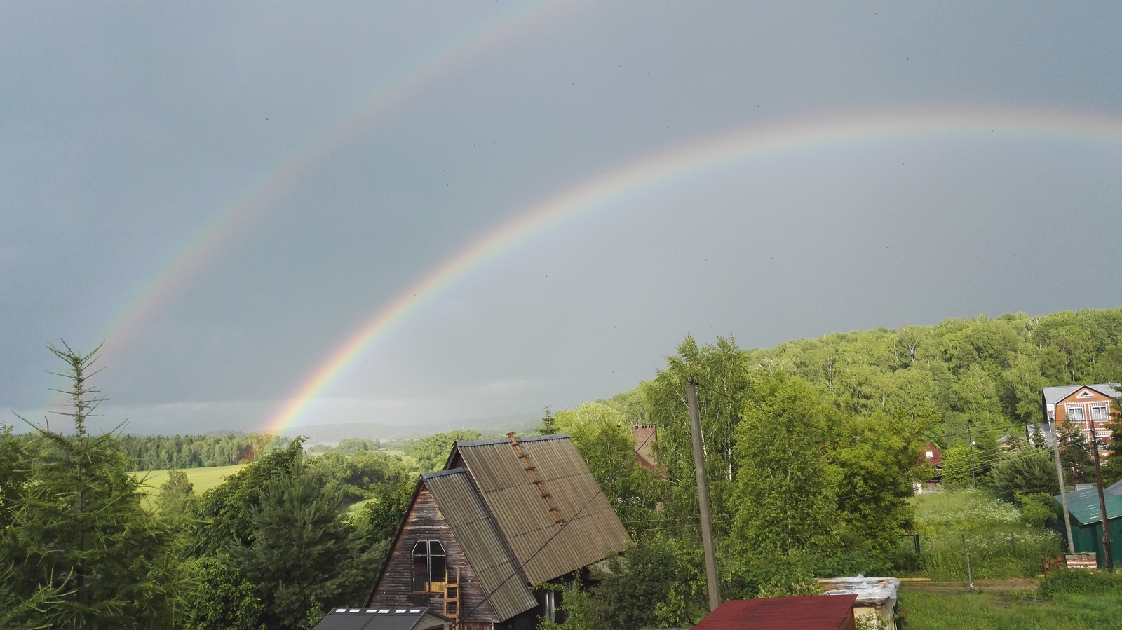 That moment when you regret not having a professional camera. - My, Nature, Double Rainbow