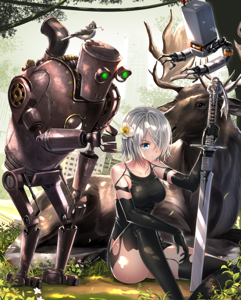 Nier - Anime Art, Аниме, NIER Automata, Yorha unit No 2 type a, Pascal