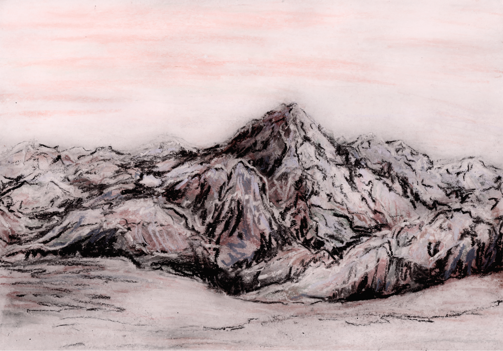La montaa sagrada (The sacred mountain) - Photoshop, My, Dream, The mountains, Postcard, Pastel crayons, 
