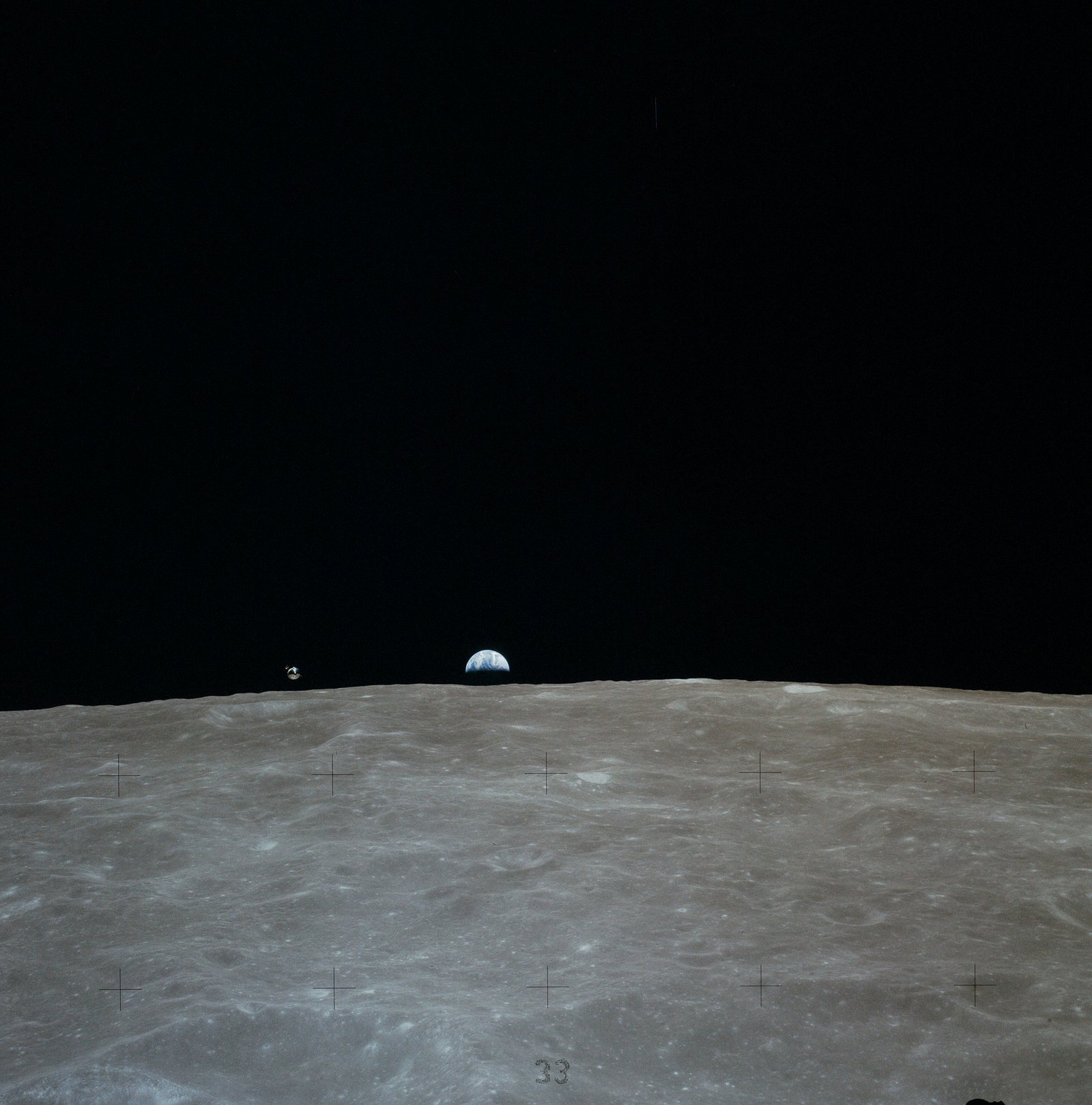 Apollo 16 Casper command module and Earth - view from the Orion lunar module - Space, moon, Orion, Apollo 16