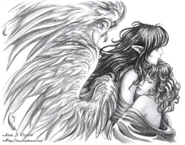 Several angels - Pencil drawing, Angel, Longpost