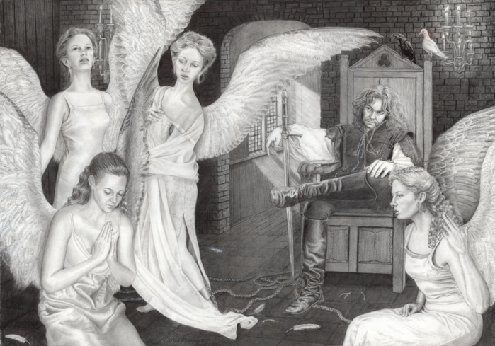 Several angels - Pencil drawing, Angel, Longpost