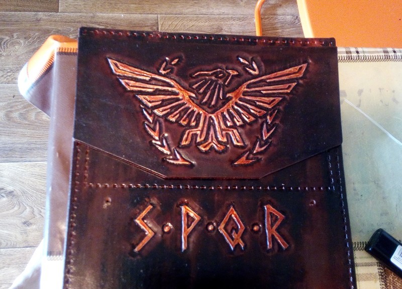 Bag SPQR - My, Embossing on leather, Needlework with process, Сумка, , , Leather products, Handmade, Longpost