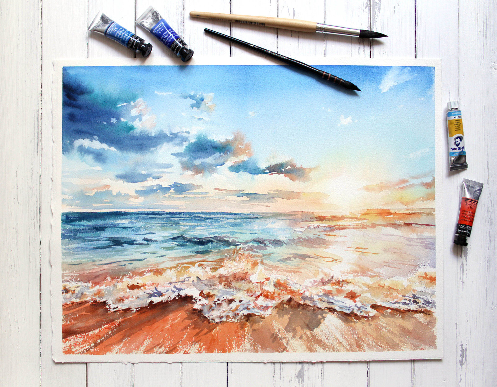 sea-sea - My, Sea, Drawing, Watercolor, Sunset, Artist, Art