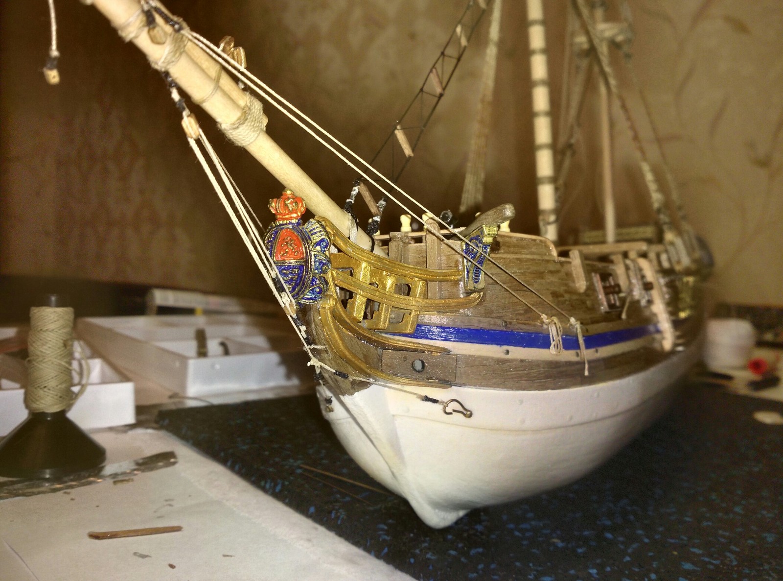 bombardment ketch model. - My, Models, Stand modeling, Sailboat, Ship, Needlework, With your own hands, Longpost