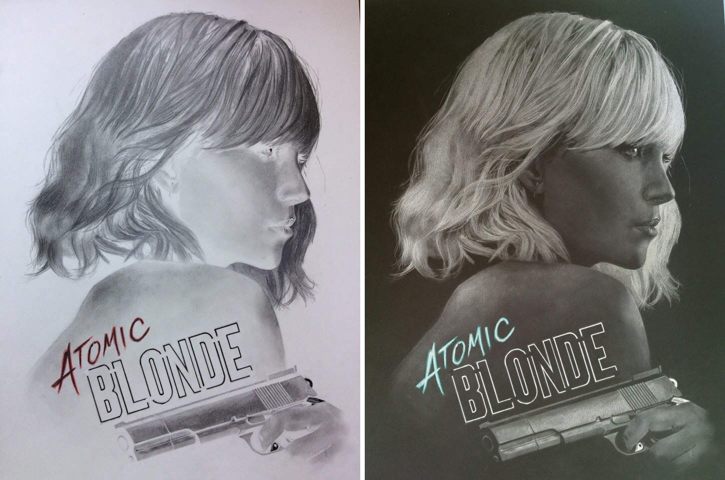 Atomic Blonde/Charlize Theron - My, , Charlize Theron, Art, Drawing, Negative, , Inversion, Longpost