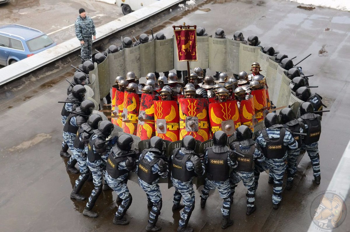 Surrounded but not broken... - Photoshop, , Riot police, Roman Legion