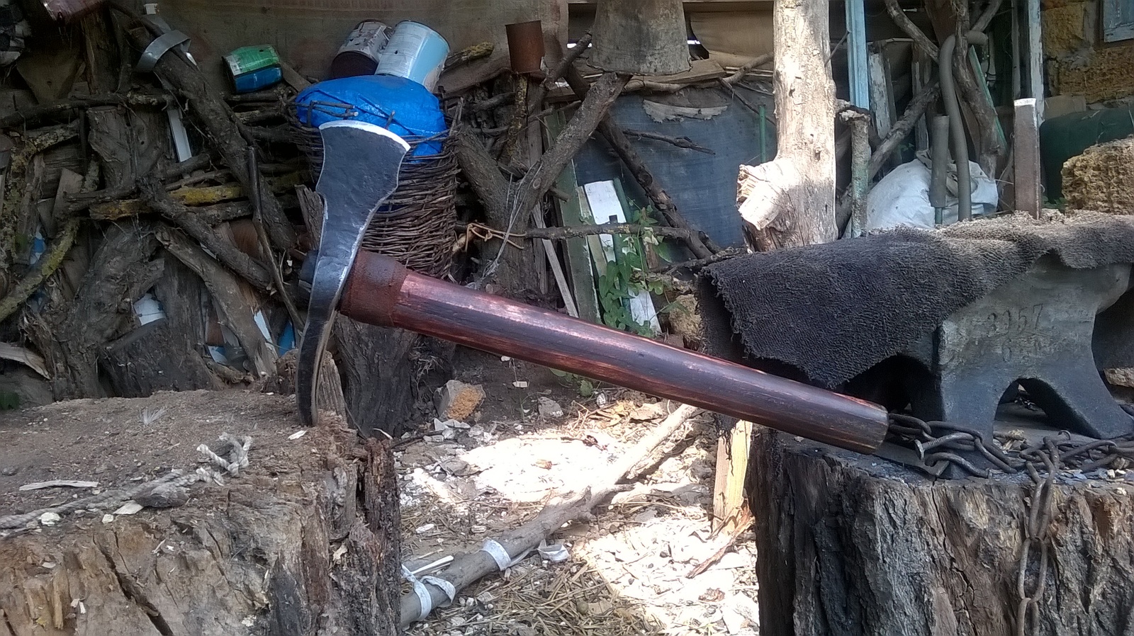 Reforged hammer, tamahawk. - My, Hammer, Axe, Tomahawk, Hardening, Tree, Stain, Drying oil, Longpost
