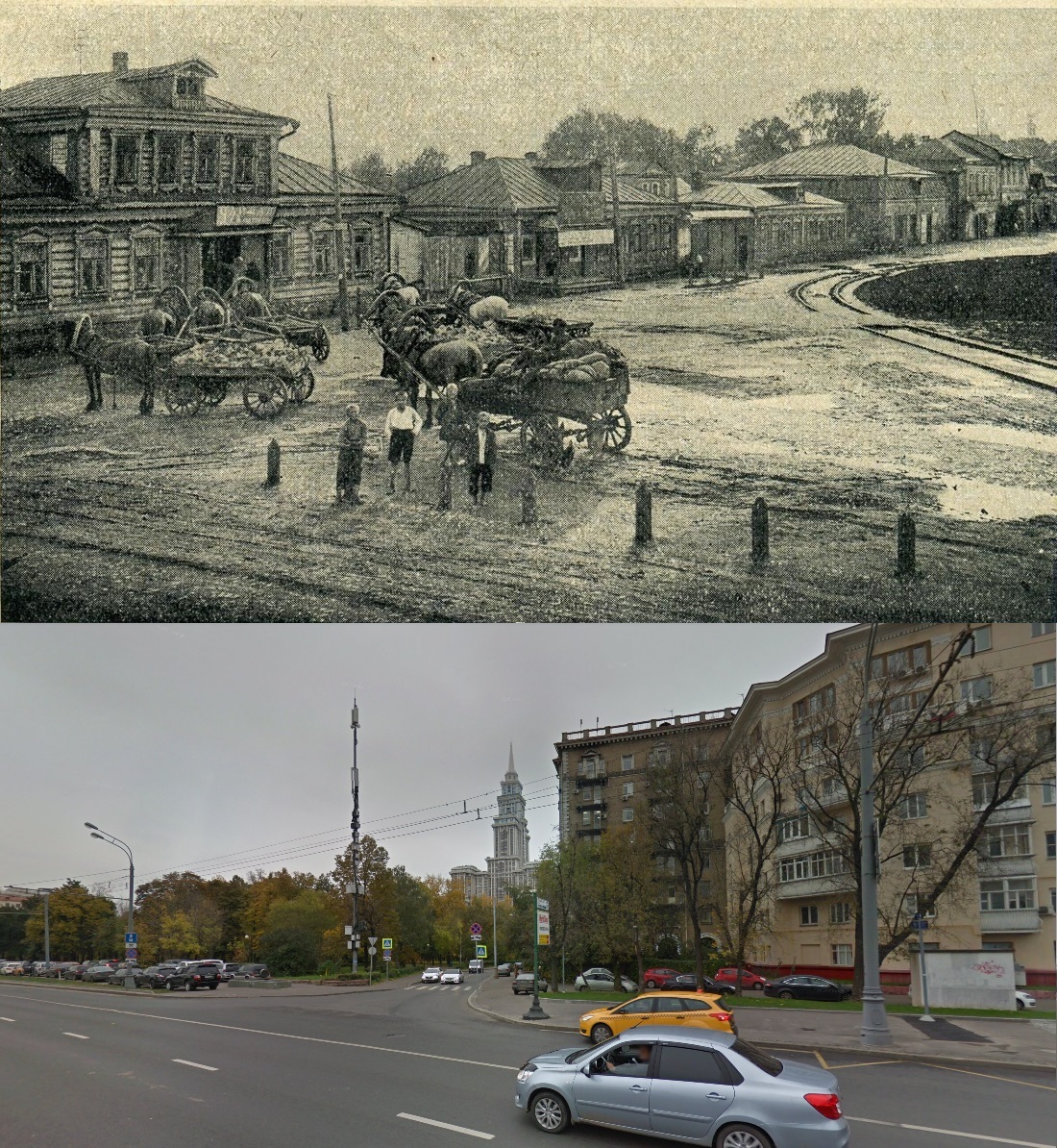 Leningradka 100 years ago and now - My, Moscow, Old photo, Pre-revolutionary Russia, Leningradka, Story, The photo, Comparison, Longpost, Российская империя