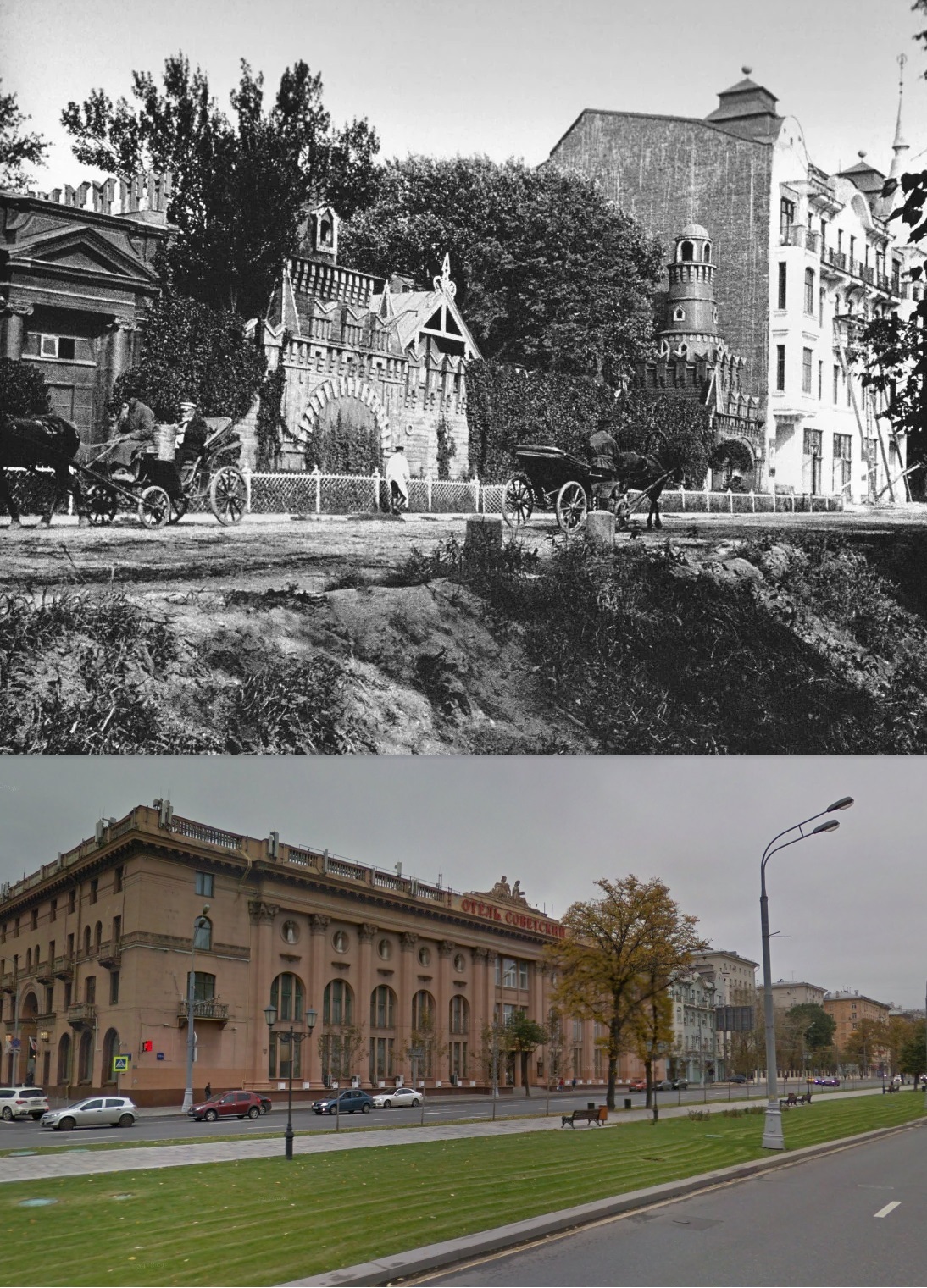 Leningradka 100 years ago and now - My, Moscow, Old photo, Pre-revolutionary Russia, Leningradka, Story, The photo, Comparison, Longpost, Российская империя