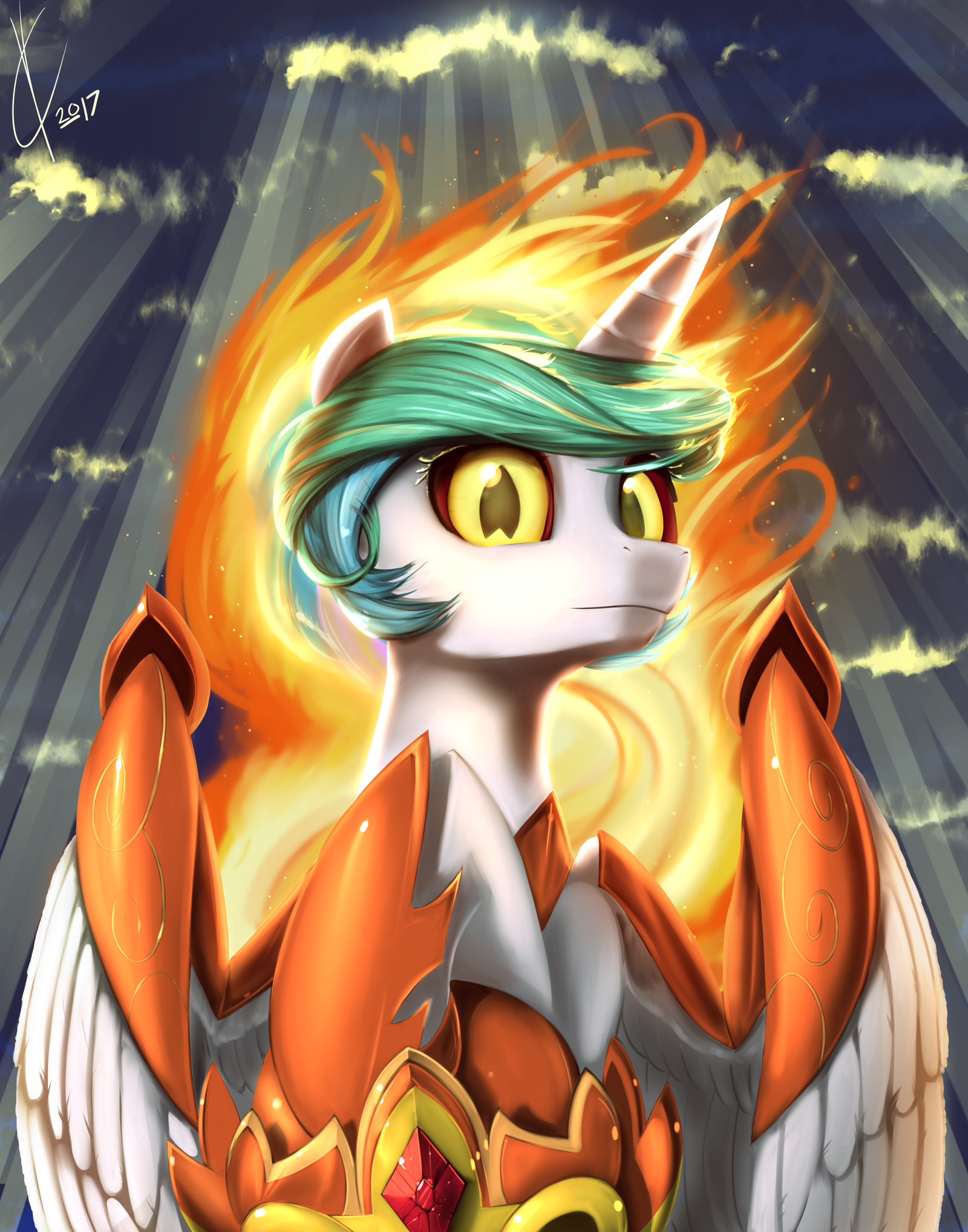 Helmet is off - My little pony, PonyArt, Daybreaker