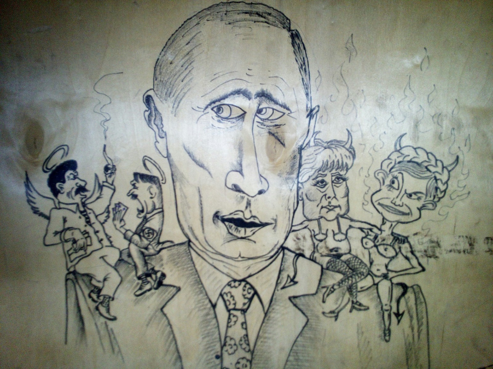 Cartoon - My, The president, Vladimir Putin, Stalin, Adolf Gitler, Angela Merkel, Yulia Timoshenko