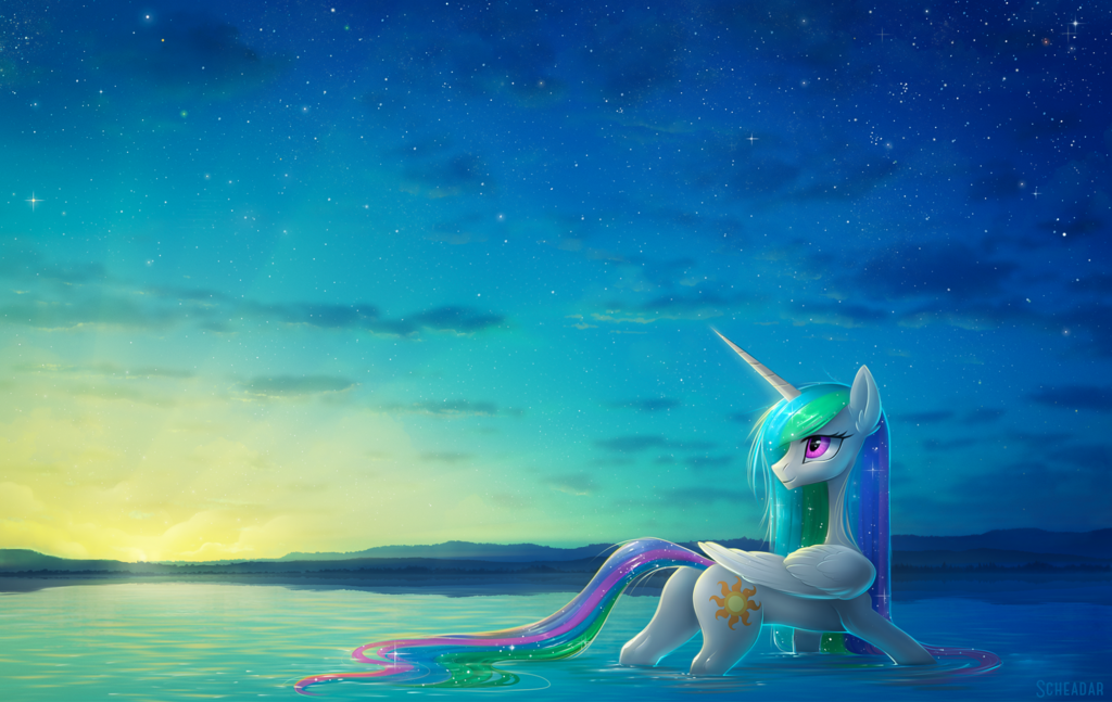 Рассвет - My Little Pony, Princess Celestia, PonyArt, Nightskrill