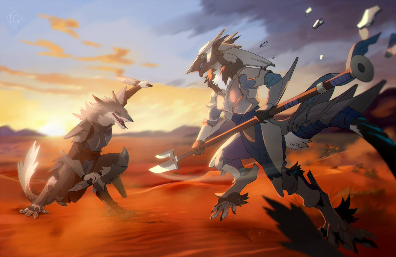 Duel - Furry, Art, Lingrimm, Sergal