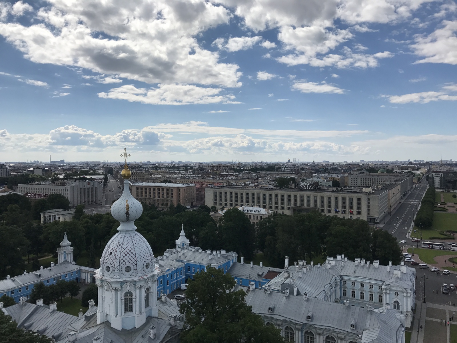 From the 50-meter height of the belfry of the Smolny Cathedral in St. Petersburg - My, Saint Petersburg, Smolny Cathedral, St. Petersburg walks, , Longpost, Panoramic shooting