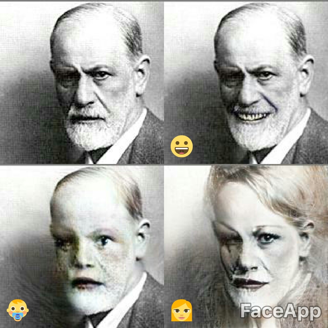 Grandpa Freidushka - My, Faceapp, Freud