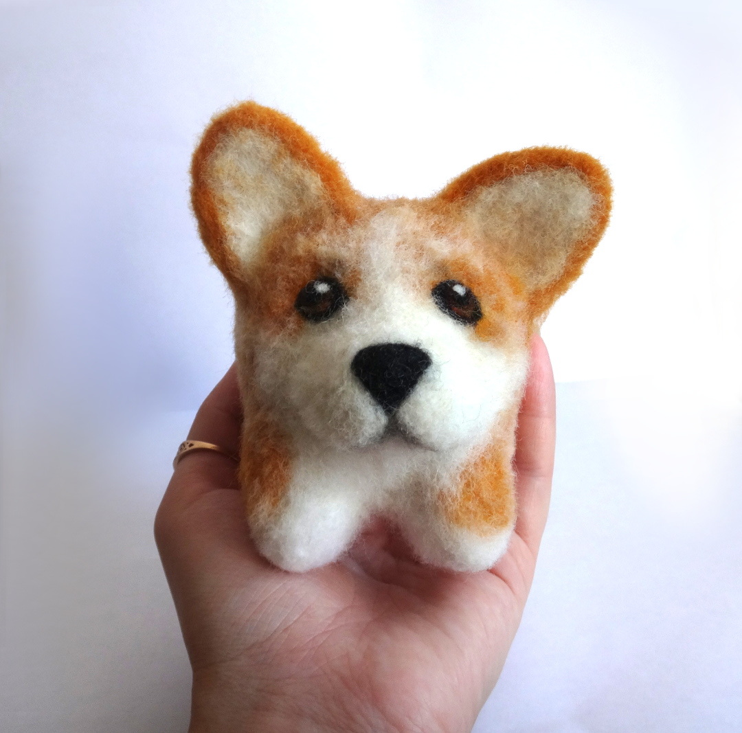 Wool shortbread - My, Dry felting, Toys, Needlework, Wool toy, Biscuit, Longpost, Dog, Corgi, Needlework without process