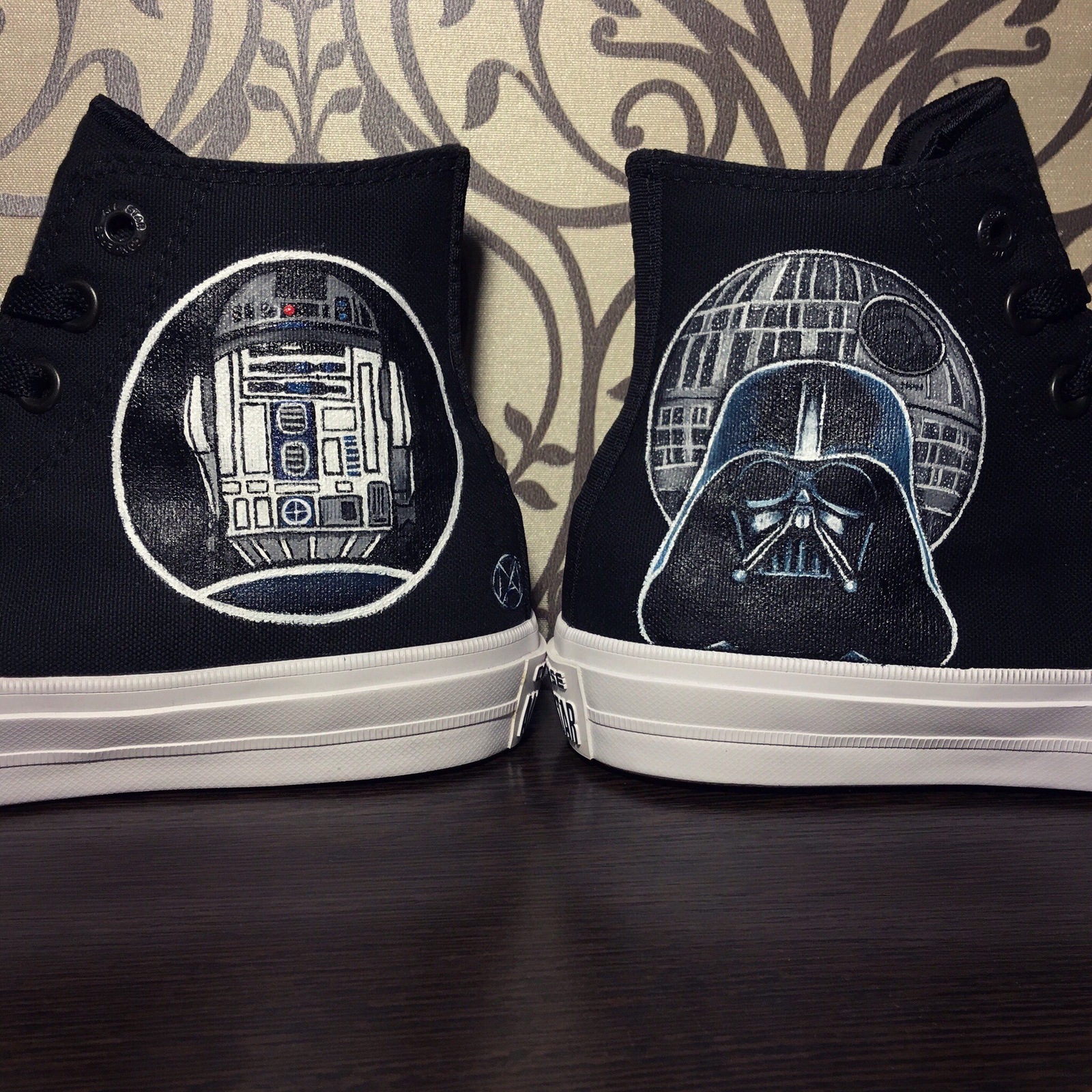 Painting sneakers Star Wars. - My, Star Wars, Shoe painting, Darth vader, R2d2, Painting on fabric, Longpost