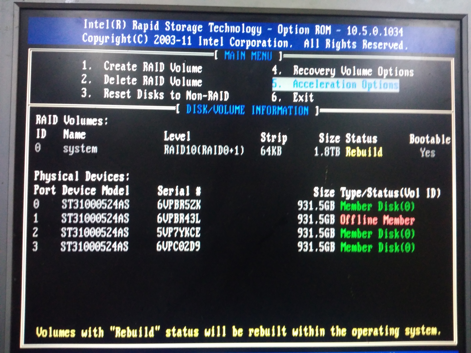 Matrix storage. Восстановление Raid массива Intel. Rebuild Raid в биосе. Status rebuild Raid 1. Intel Rapid rebuild.