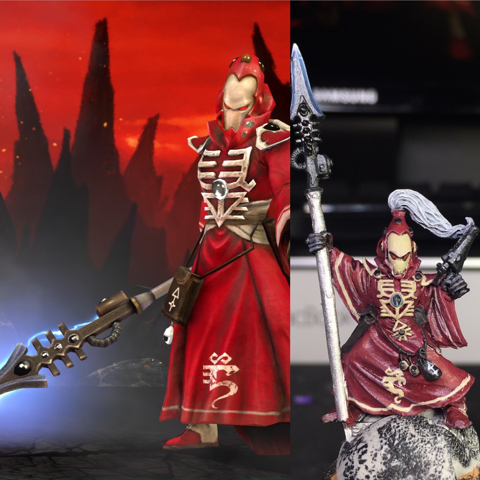 [NOT] Tired of painting red: Sorcerer Seim-Hann - My, Wh miniatures, Warhammer 40k, Warhammer, Eldar, Saim-Hann, Warlock, Longpost