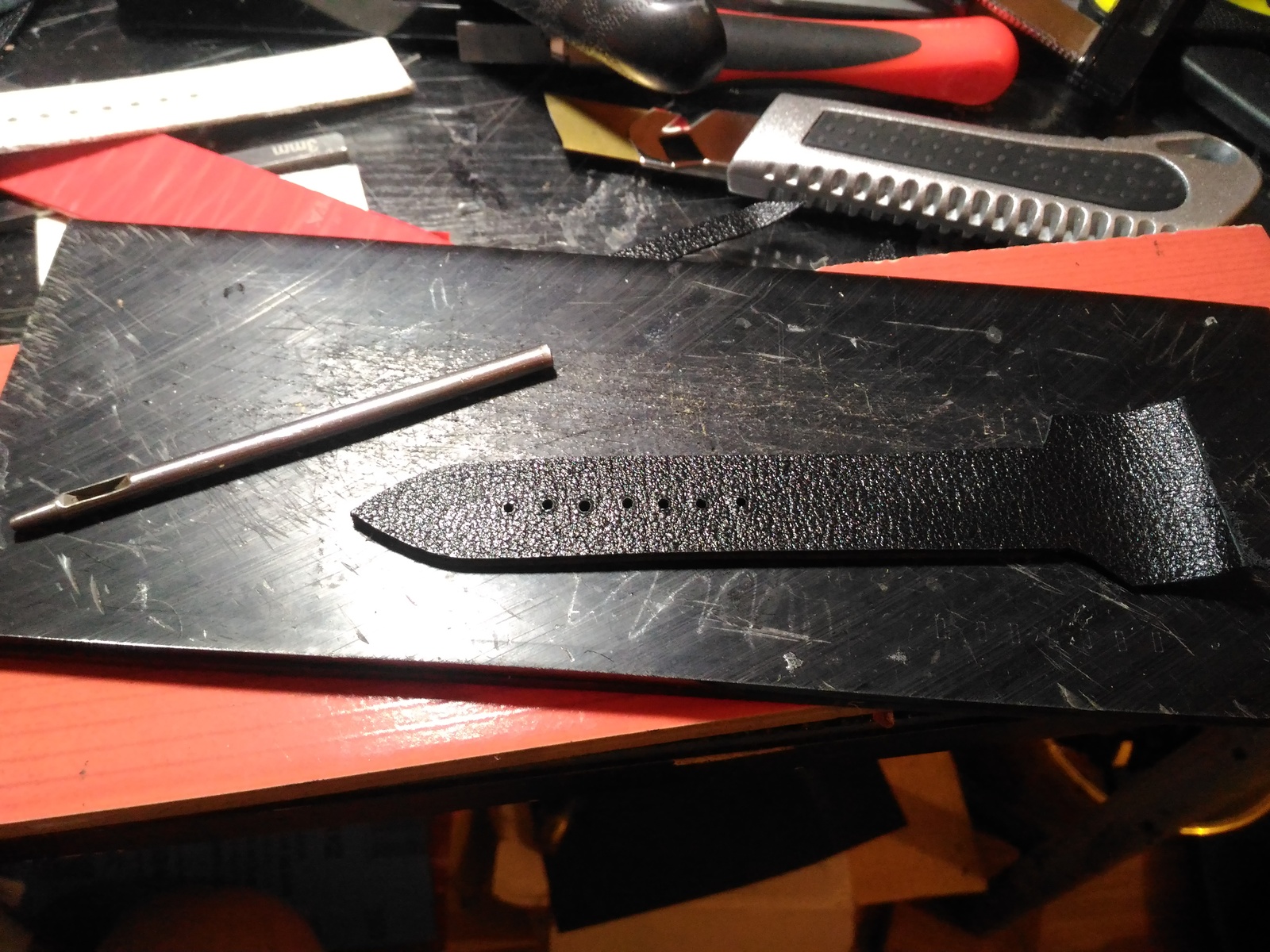 How I sewed a watch strap made of genuine leather - My, Strap, Handmade, , Leather products, Longpost