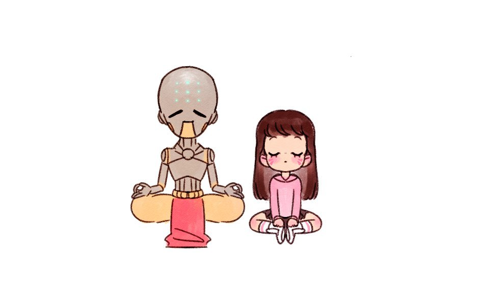 Diva relax with zenyatta - Overwatch, Comics, Dva, Zenyatta, , Longpost