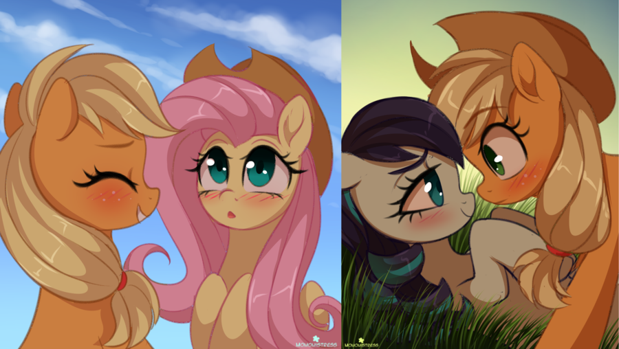 Ship Quickies - My little pony, PonyArt, Applejack, Fluttershy, Coloratura, Shipping, MLP Lesbian, 