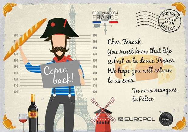 Europol wrote cute postcards to wanted criminals. - Europol, Criminals, Creative, Postcard, Longpost