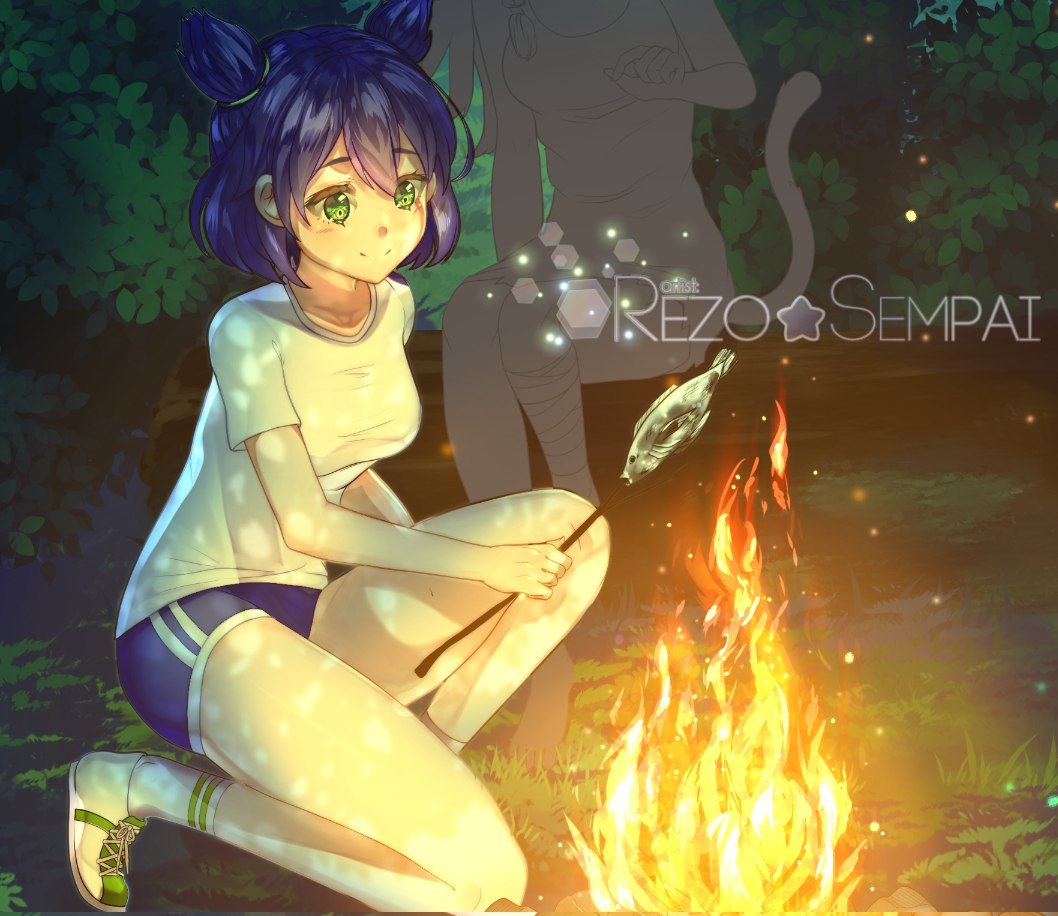 Camping - Endless summer, Visual novel, Art, Rezosempai, Lena