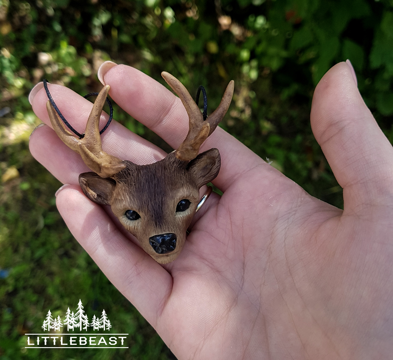 Deer pendant - My, Needlework without process, Polymer clay, Deer, Horns, With your own hands, Plastic, Longpost, Deer