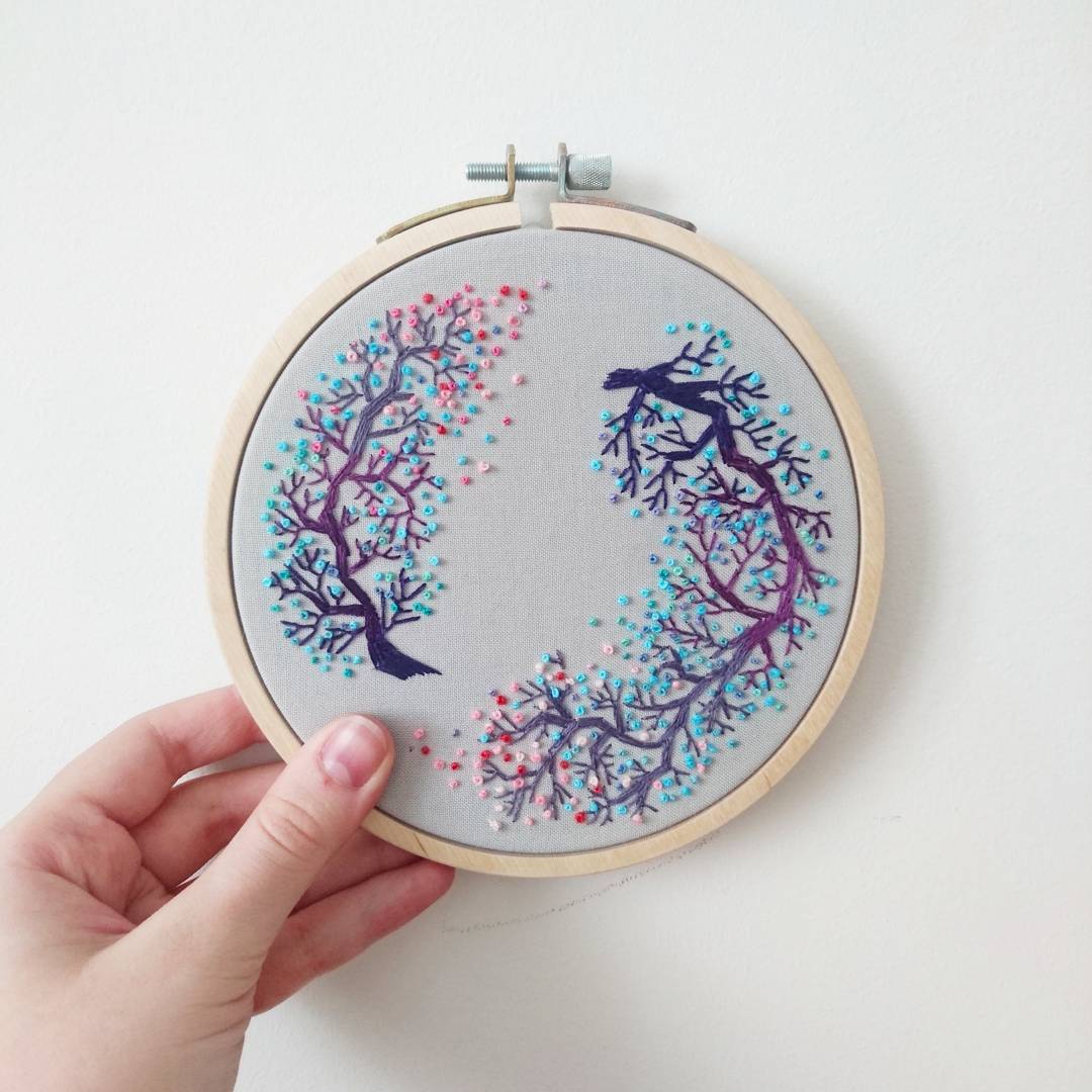 dusk wood - Needlework without process, Forest, My, Embroidery, My