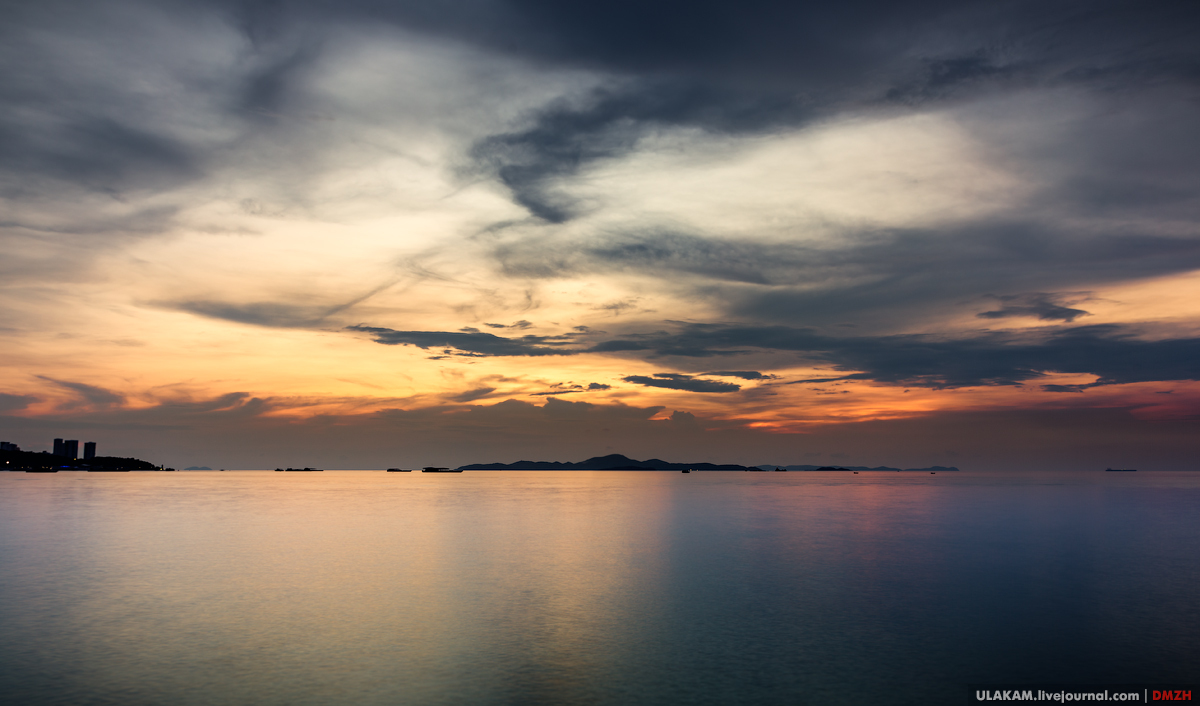 Thai region, Pattaya city, sunsets on the beach. - My, Sky, Sea, Clouds, Evening, Sunset, Thailand, Pattaya, , Tag