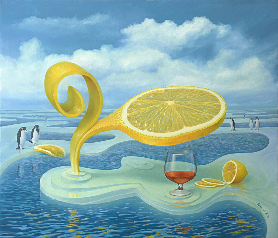 Lemon on ice - My, My, Painting, Art, Interesting, beauty, Art, Needlework without process, Lemon