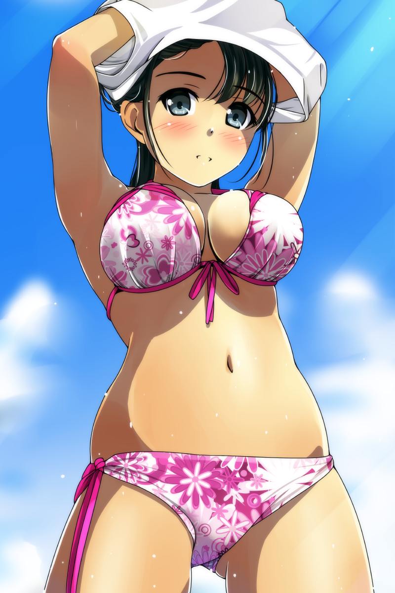 Anime Art - NSFW, , Swimsuit, Bikini, Anime art, , Longpost, Breast