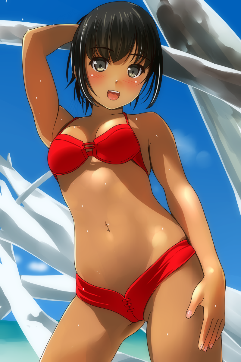 Anime Art - NSFW, , Swimsuit, Bikini, Anime art, , Longpost, Breast