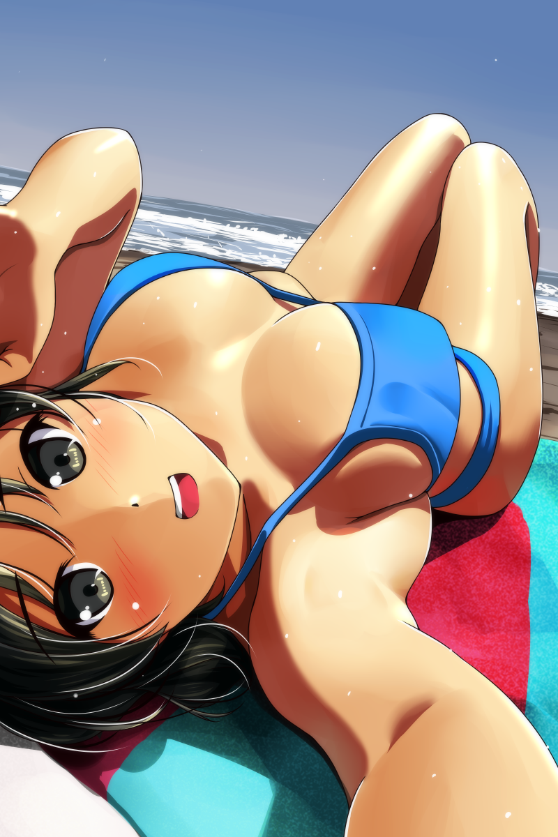 Anime Art - NSFW, , Swimsuit, Bikini, Anime art, , Longpost, Breast