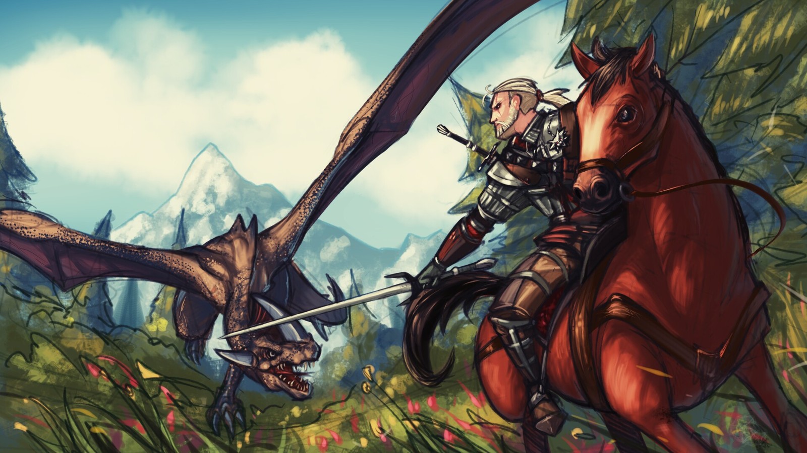 Move, roach! - Witcher, Geralt of Rivia, Roach, Art, 