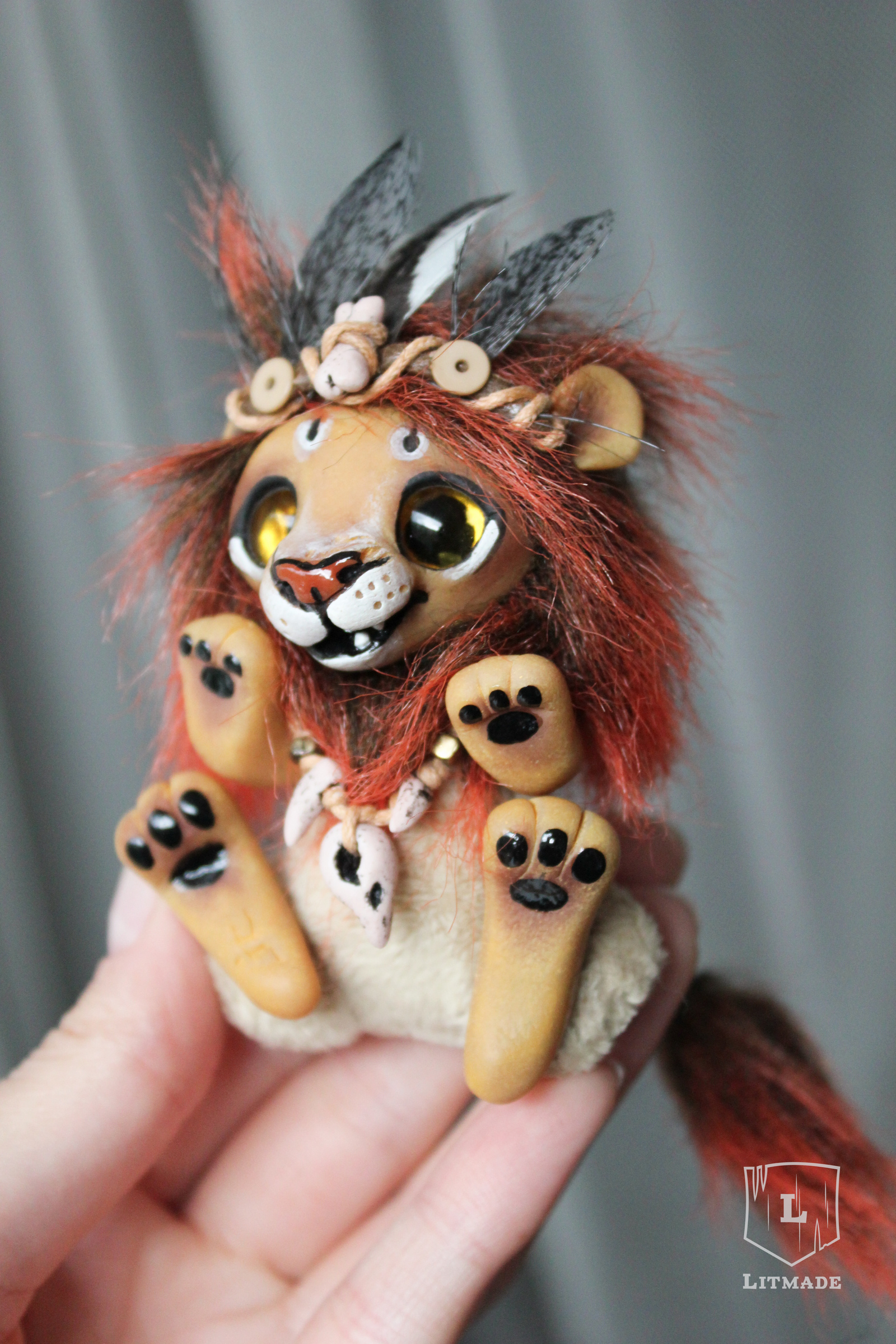 Hello white people! ^.^ - My, a lion, Doll, Handmade, Polymer clay, Litmade, Longpost