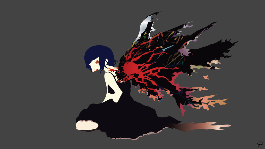 Tokyo Ghoul Minimalistic - Minimalistic, Tokyo Ghoul, Kirishima Touka, Anime Art, Рисунок, Аниме