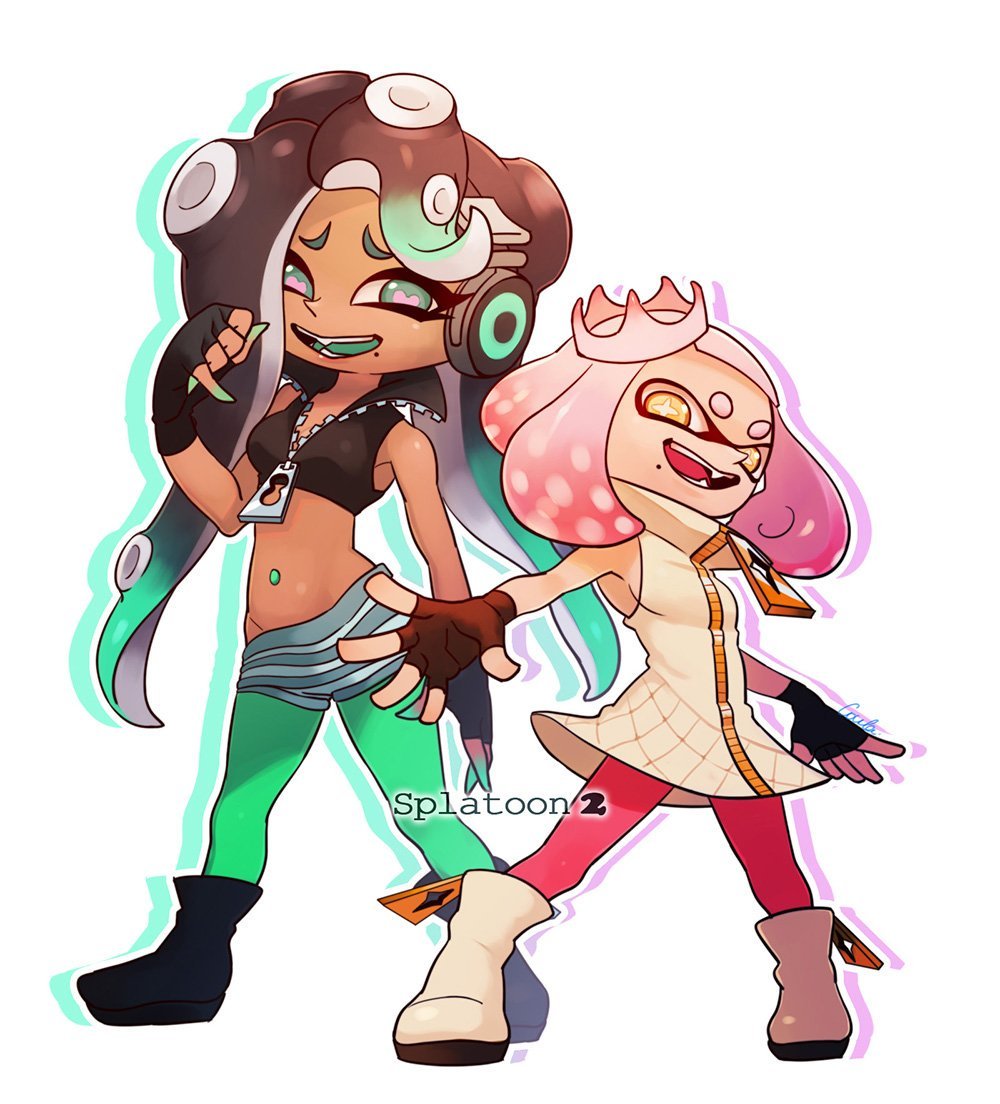 Marisha and Zhemchik: Shy and Rebel - Splatoon, Woomy, Inklings, Octolings, Off the hook, Art