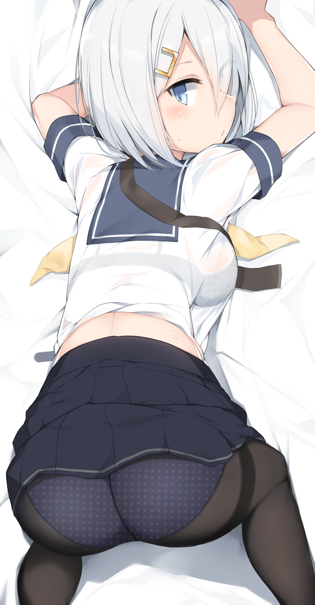 Эскадренный сиськоносец - NSFW, Kantai Collection, Hamakaze, Anime Art, Аниме, Очки, Нижнее белье, Сиськи, Попа, Длиннопост